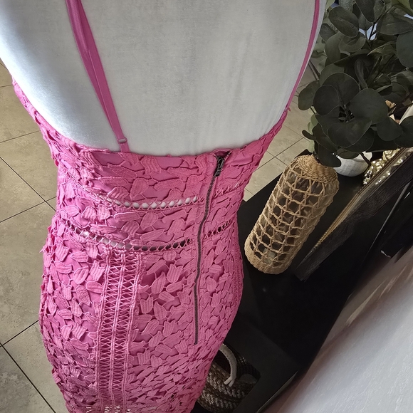Bardot Women's Roxy Lace Pop Pink Midi Dress Size 6 - Picture 5 of 6